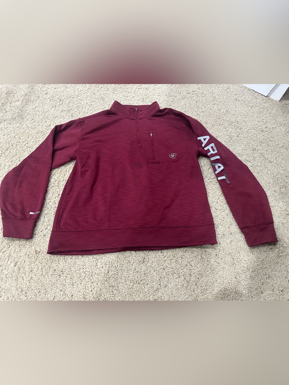 Ariat 1/4 Zip Pullover Maroon Performance Shirt Men’s Large Athletic Western